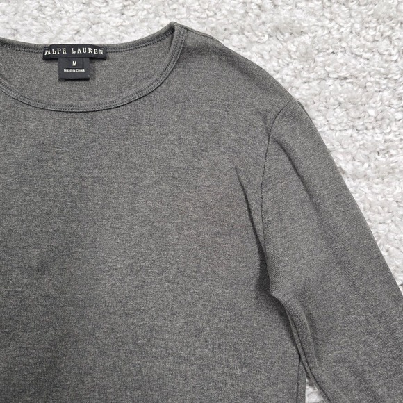 Ralph Lauren Black Label Womens Pullover Top Medium Grey Stretch Knit Minimalist - Picture 3 of 12